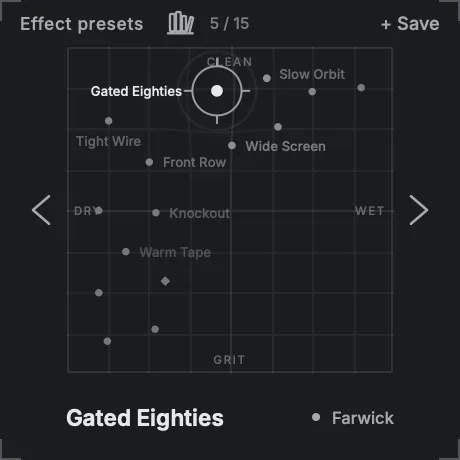 The effect presets map with named presets such as Warm Tape and Crushed.
